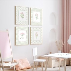 Nursery Girl Floral Wall Art Wildflower Baby Room Canvas Wall Decor Pink Gree…