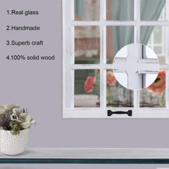 Decorative Wall Mirror-Distressed Wood Windowpane Mirror- Farmhouse Mirrors for