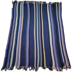 Ikea Gilda Strale Zig Zag Throw Blanket Purple,Black And Blue 59×48