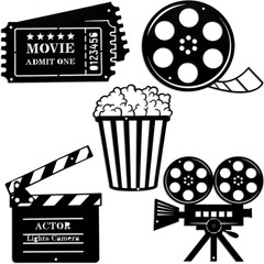 5 Pieces Movie Theater Decor Movie Theater Metal Home Room Decor Cinema and Popc