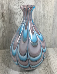 Lavender to Blue Melting Swirl Teardrop Glass Vase 11.5 x 6 inches