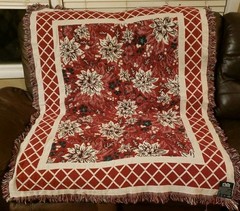 Goodwin Weavers Cotton Tapestry Throw Blanket Christmas Floral Reversible USA