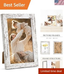 Versatile 4×6 Picture Frame – Distressed White Rustic Design for Any Occasion