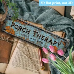 Metal Porch Therapy Sign Vintage Metal Tin Sign Wall Art Decor Home Clinic Decor