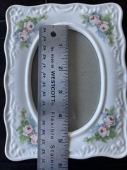 VTG Ceramic Oval Picture Frames White Pastel Florals, Made In Taiwan 5”x3”