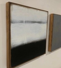 Set 3 Crate CB2 20×20” Modern Haze Black White Han Paint Reclaim Wood Art Panels