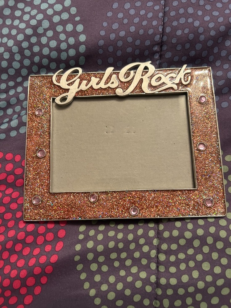 «Girls Rock» Glittery Pink Picture Frame 6 Inches X 5 Inches