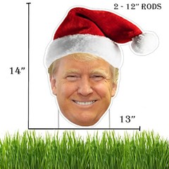 Funny Trump Santa Hat Yard Sign With 2 Stakes President Donald Trump XMAS Decor