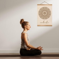 Boho Mandala Wall Art Exhale Inspirational Poster Minimalist Linen Canvas Han…