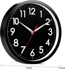 Elegant 8-Inch Silent Wall Clock – Battery Operated Modern Design for Any Room