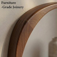 30×20 Asymmetrical Wall Mirror, Dark Walnut , Japandi Boho Decorative Accent