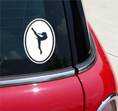 Euro Ballet Ballerina Graphic Decal Sticker Car Wall Oval NOT Two Colors