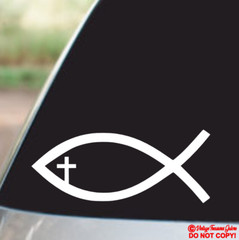 JESUS FISH Vinyl Decal Sticker Car Window Wall Bumper CHRISTIAN FAITH SYMBOL JDM