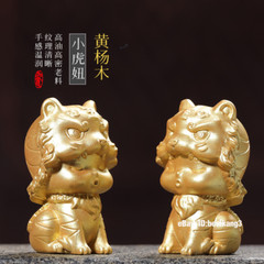 Woodcarving Male and Female Animal Cute Pet Tiger Girl Ornament Handicrafts