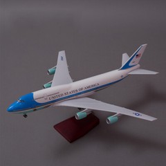 18.5 inch Air Force 1 Boeing 747 Airplane Model W/ LED Light Wheel Home Ornament