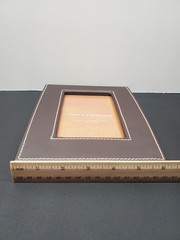 Faux Leather 4×6 Photo Frame, Dark Brown with Beige Stitching, by TWO’S COMPANY