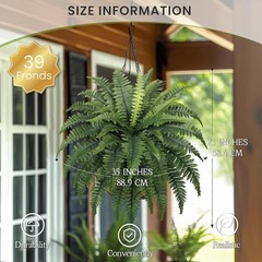 Stunning 35″ Indoor/Outdoor Ferns – 2 Realistic Boston Ferns for All Occasions