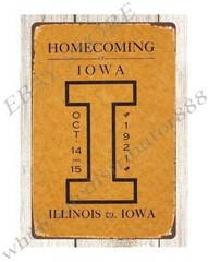 1921 Illinois vs Iowa Football Homecoming Program metal tin sign in home decor