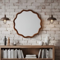 36 in Wavy Mirror, Round Solid Wood Frame Decorative Mirror For Bathroom Hotel