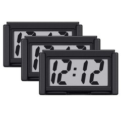 New 3 Pack Mini Digital Clock Small Adhesive Stick On Easy To Read Large Numbers