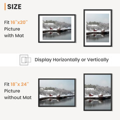 18X24 Picture Frame Set of 6, Display Pictures 16X20 with Mat or 18X24 without M