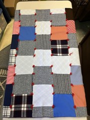 Vintage Patchwork Block Lap Blanket Multi Color Fabric approx 38.5 in x 41.5 in