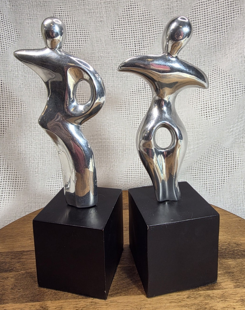Uttermost 19531 Abstract Dancer Sculptures Set 2 Polished Aluminum Statues 10.5″