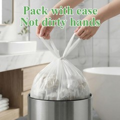 2 Gallon Small Trash Bags with-Handles – Bathroom Mini Garbage Bag White Unsc…
