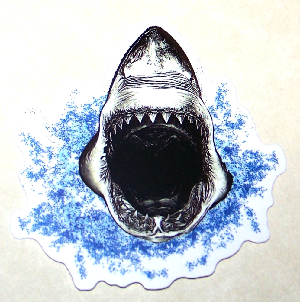 SHARK Jaws Cut Sticker Decal Movie Horror Film TV Great White Leaping