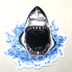 SHARK Jaws Cut Sticker Decal Movie Horror Film TV Great White Leaping