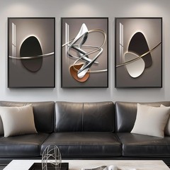 Framed Large Modern Abstract Wall Art for Living Room, Large 3 Piece Black an…