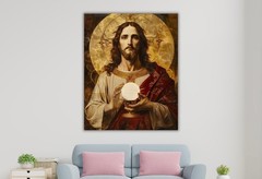 Holy Jesus The Eucharist Christian catholic canvas Wall Art spiritual prayer art