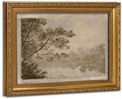 Vintage Gold Framed Wall Art Sepia Toned Tree and River Scene Landscape Wall …