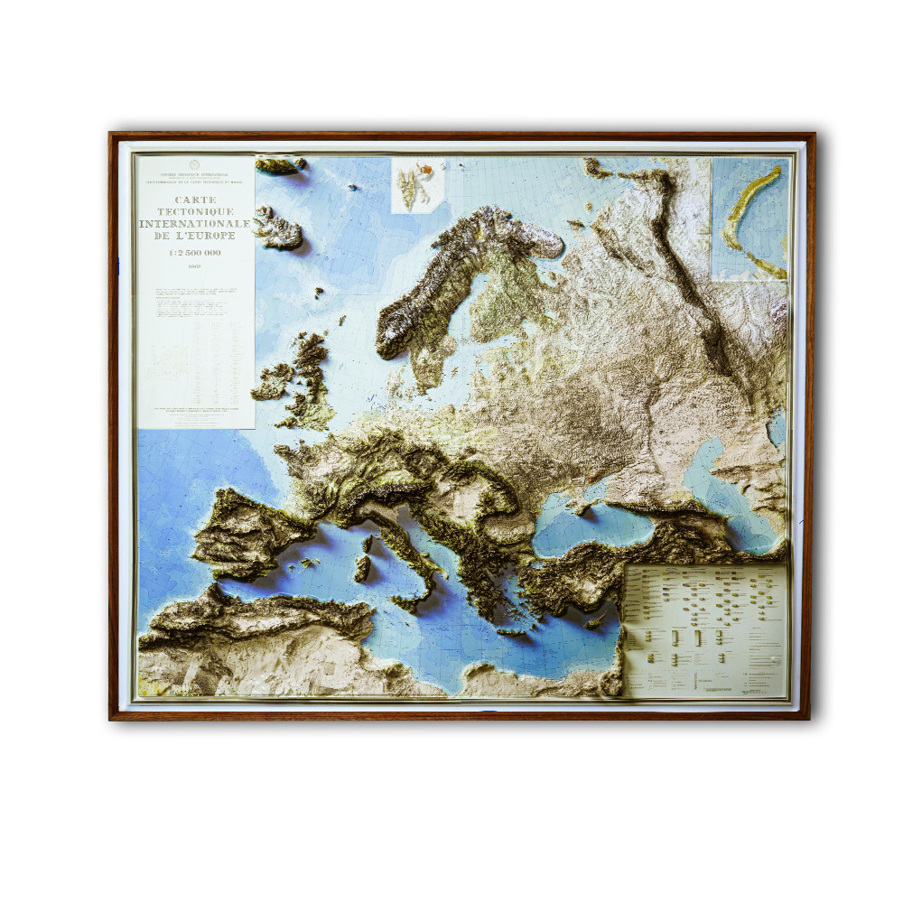 Real 3D raised relief map of Europe – with touchable mountain peaks.