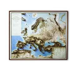 Real 3D raised relief map of Europe – with touchable mountain peaks.