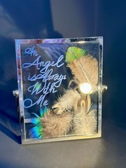 FloutGlass Frames 5×4 Inch, Hanging Double Glass Picture feathers and phrase