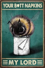Bee Tin Metal Signs Bee And Toilet Paper Funny Poster Cafe Living Room Kitchen B