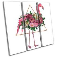 Floral Flamingo Geometric Animals TREBLE CANVAS WALL ART Picture Print