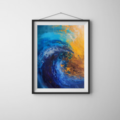 Blue Abstract Wave Wall Art Print | Modern Ocean Canvas & Fine Art