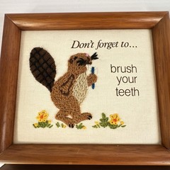 Vtg 1981 Creative Circle Crewel Friendly Reminders Framed Set/4 Child Decor