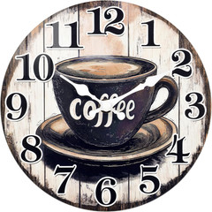 8 Inch Vintage Coffee Wall Clock Kitchen Rustic Glass Dial Battery Operated