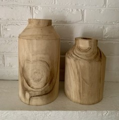 Threshold Studio McGee Wood Table Vase, Brown Bottle Shape, 9 in
