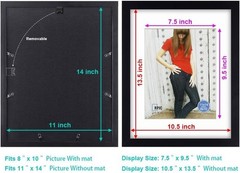 11×14 Wood and Glass Picture Frame Wall Mount Quality Decor