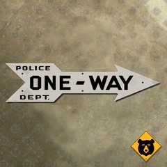 New York City ONE WAY road street sign cutout arrow 1920s police dept. 36×9