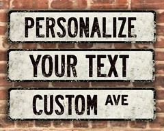Custom Vintage-Style White Metal Street Sign – Single Sided 4″ x 18″