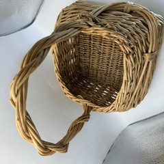 Vtg Wicker Basket Handle Storage Foraging Gathering Flowers Market Square Eggs