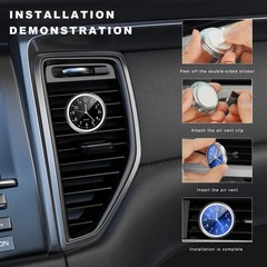 2PCS Stick on Dashboard Car Clock, Mini Luminous Automotive Vent Clip Quartz …
