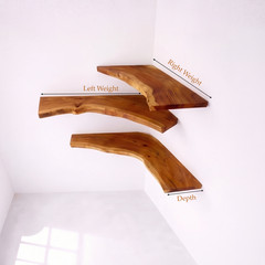 Live Edge Floating Shelves Solid Wood Corner Shelves Rustic Modern Natural Edge
