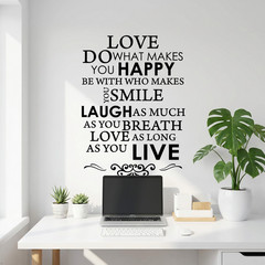 Happy Live Laugh Love Smile Vinyl Wall Art Inspirational Quotes Saying Art Decal
