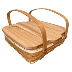 Longaberger 2010 WoodCrafts Gourmet Basket with Butcher Block Lid and Protector